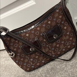 Brown Heart Pattern Shoulder Bag